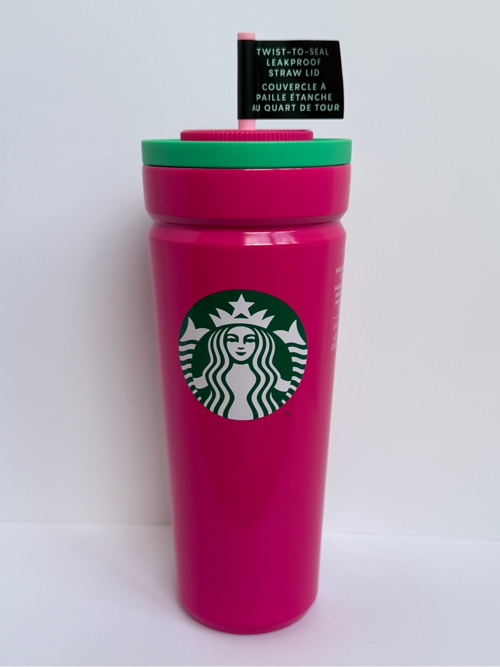 Starbucks Pink Travel Tumbler with Green Lid